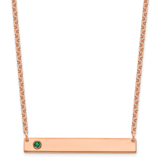 14K Rose gold 1 Birthstone with 14k Bezel Large Bar Necklace