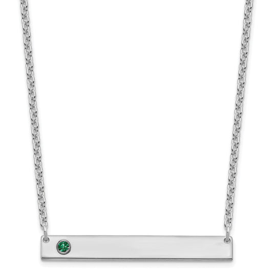 Sterling Silver Rhodium plated 1 Birthstone Large Bar Necklace