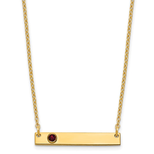 Sterling Silver Gold plated 1 Birthstone Small Bar Necklace