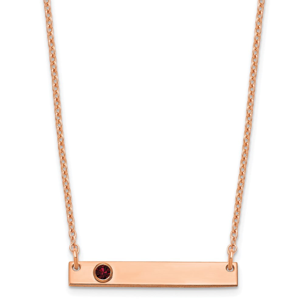 Sterling Silver Rose Gold plated 1 Birthstone Small Bar Necklace