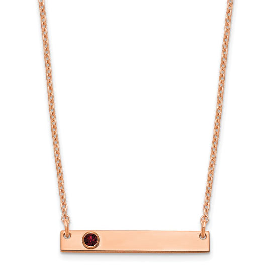 Sterling Silver Rose Gold plated 1 Birthstone Small Bar Necklace