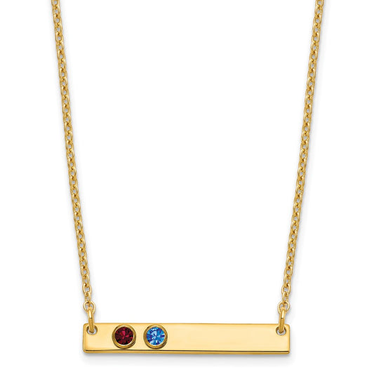 Sterling Silver Gold plated 2 Birthstone Small Bar Necklace