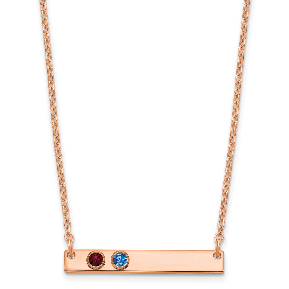 Sterling Silver Rose Gold plated 2 Birthstone Small Bar Necklace