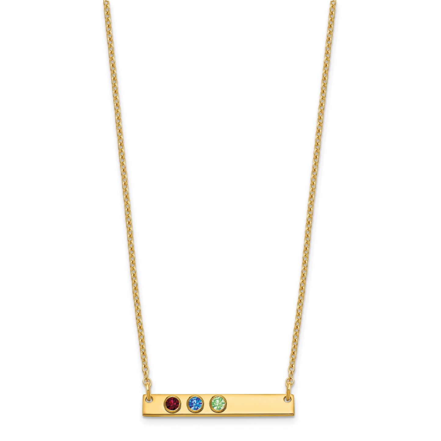 Sterling Silver Gold plated 3 Birthstone Small Bar Necklace