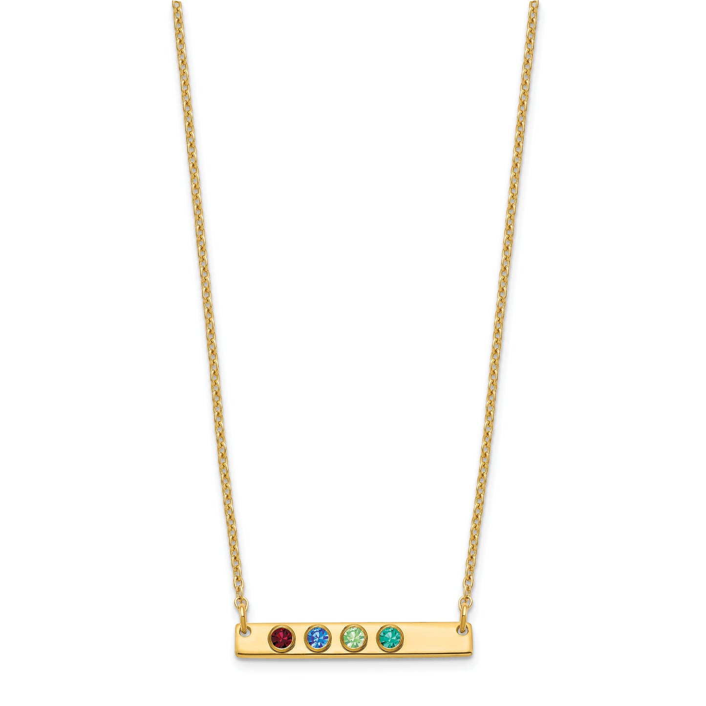 Sterling Silver Gold plated 4 Birthstone Small Bar Necklace