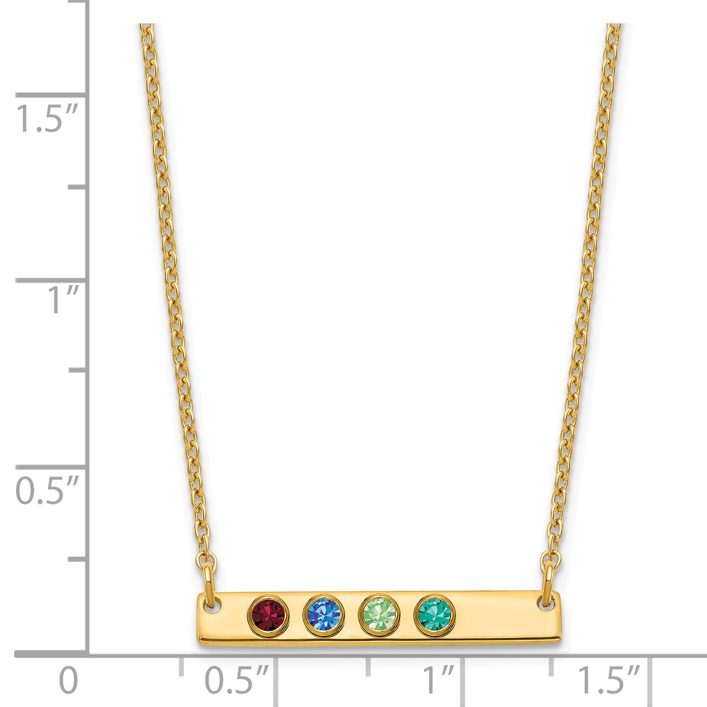 Sterling Silver Gold plated 4 Birthstone Small Bar Necklace