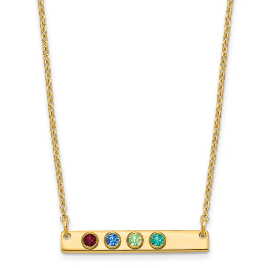 Sterling Silver Gold plated 4 Birthstone Small Bar Necklace