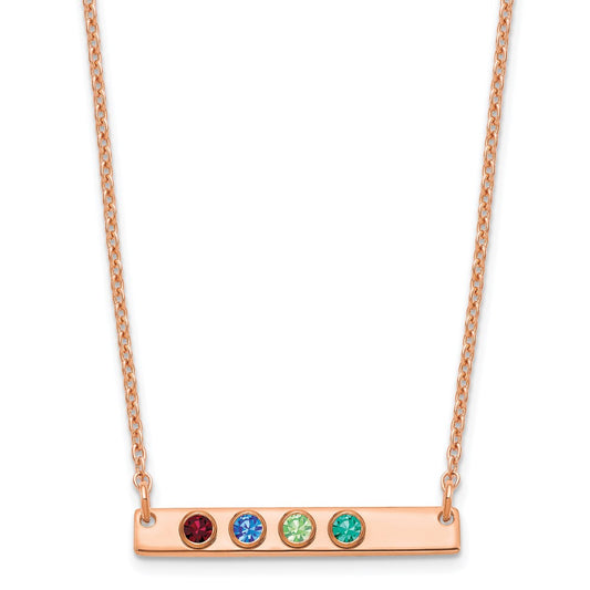 Sterling Silver Rose Gold plated 4 Birthstone Small Bar Necklace