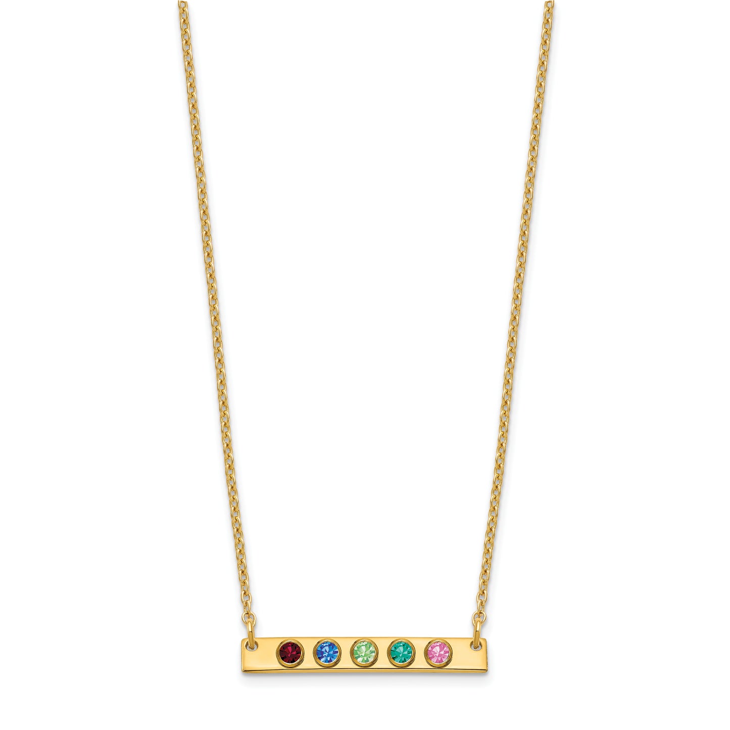 Sterling Silver Gold plated 5 Birthstone Small Bar Necklace