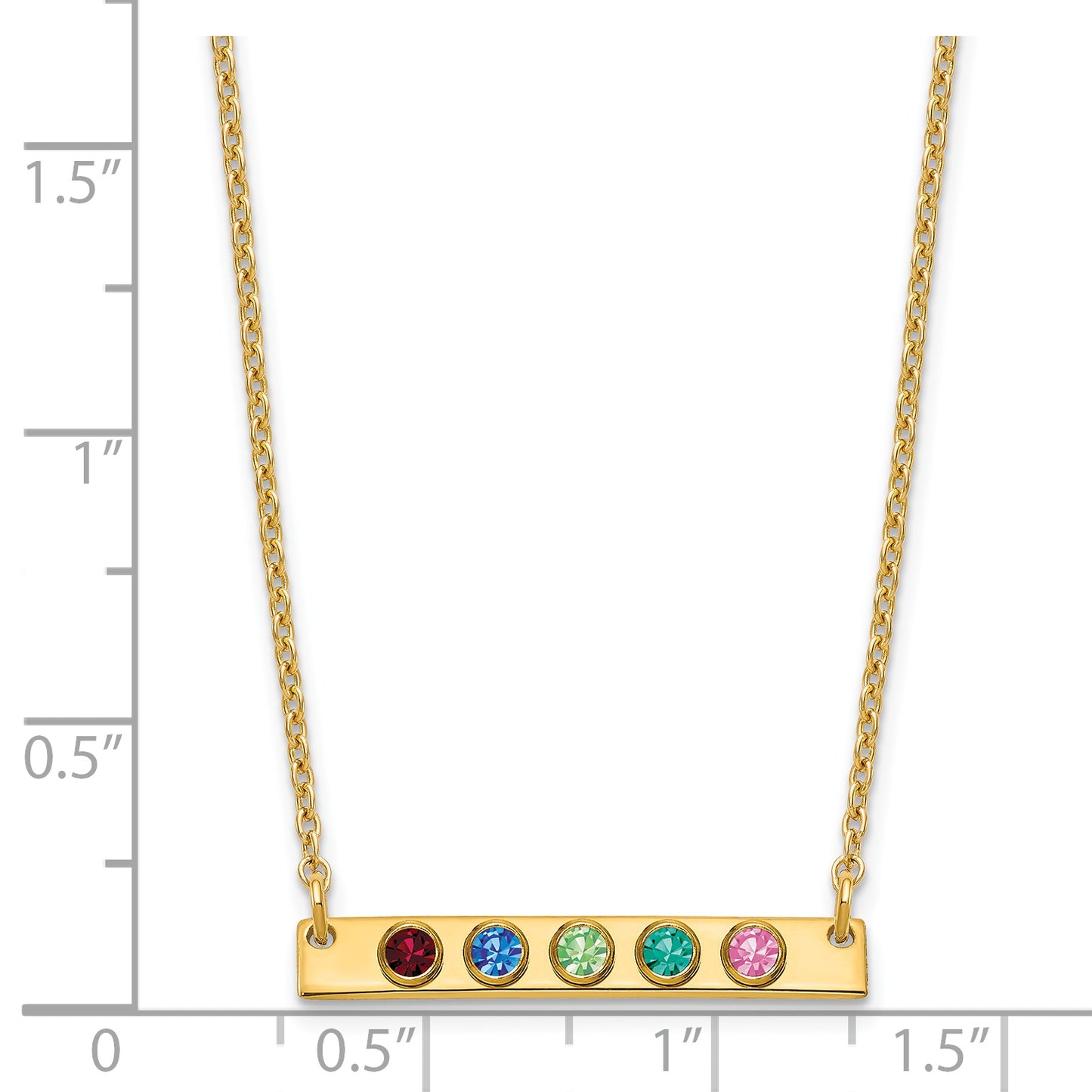 Sterling Silver Gold plated 5 Birthstone Small Bar Necklace