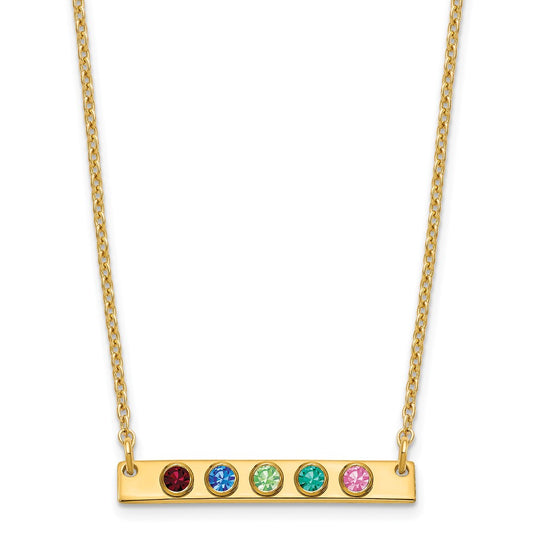 Sterling Silver Gold plated 5 Birthstone Small Bar Necklace