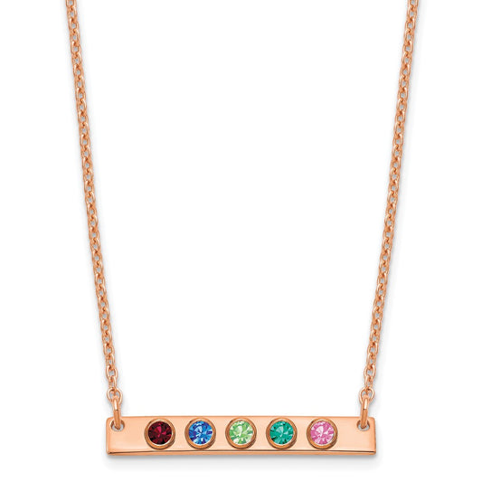 Sterling Silver Rose Gold plated 5 Birthstone Small Bar Necklace
