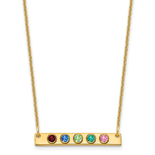 10K Yellow Gold 5 Birthstone w/ 14k Bezel Small Bar Necklace