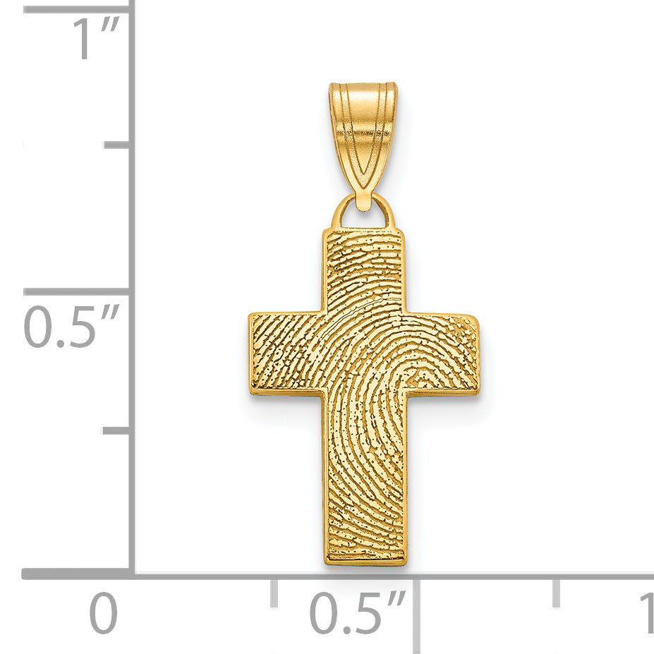 Sterling Silver Gold plated Small Cross Fingerprint Pendant