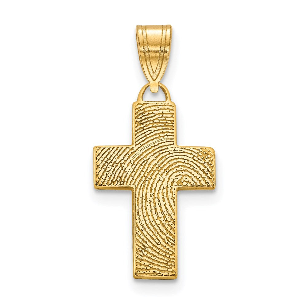 Sterling Silver Gold plated Small Cross Fingerprint Pendant