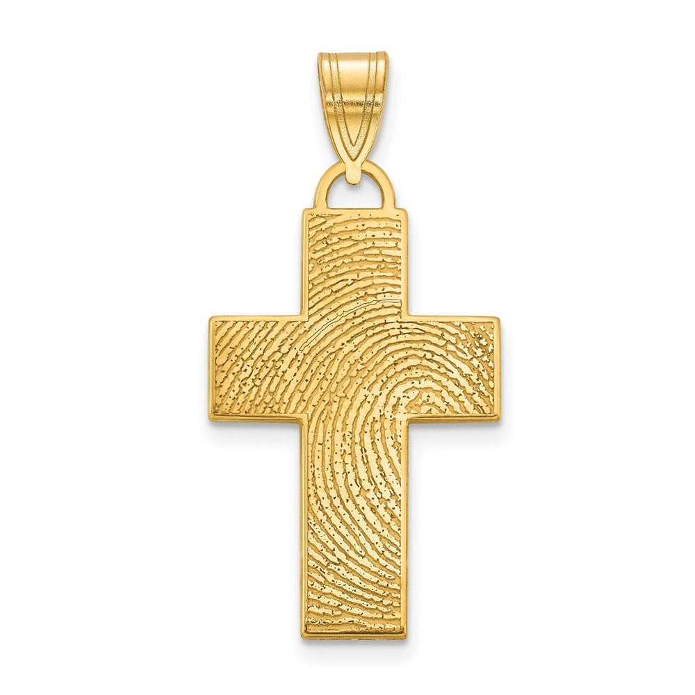 Sterling Silver Gold plated Large Cross Fingerprint Pendant