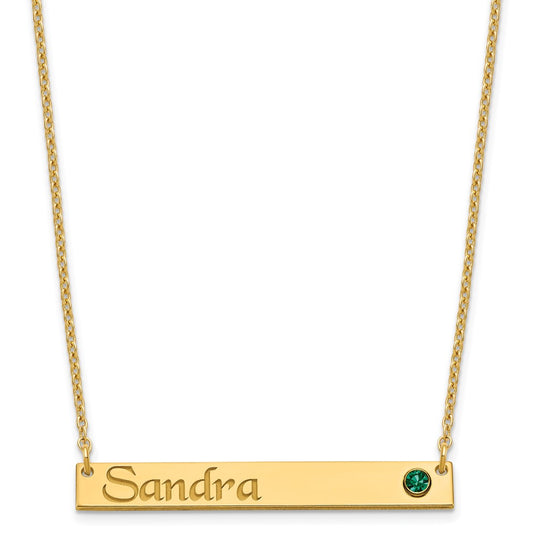 Sterling Silver Gold plated Personalized Bar with Birthstone Necklace