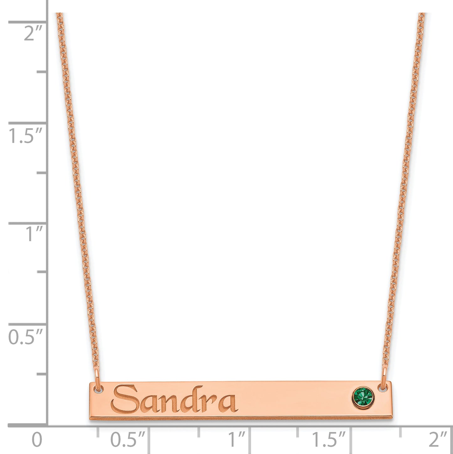 14K Rose Gold Personalized Bar with 14k Bezel Birthstone Necklace