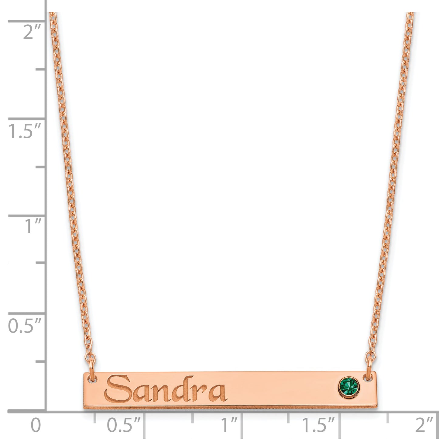 Sterling Silver Rose Gold plated Personalized Bar with Birthstone Necklace