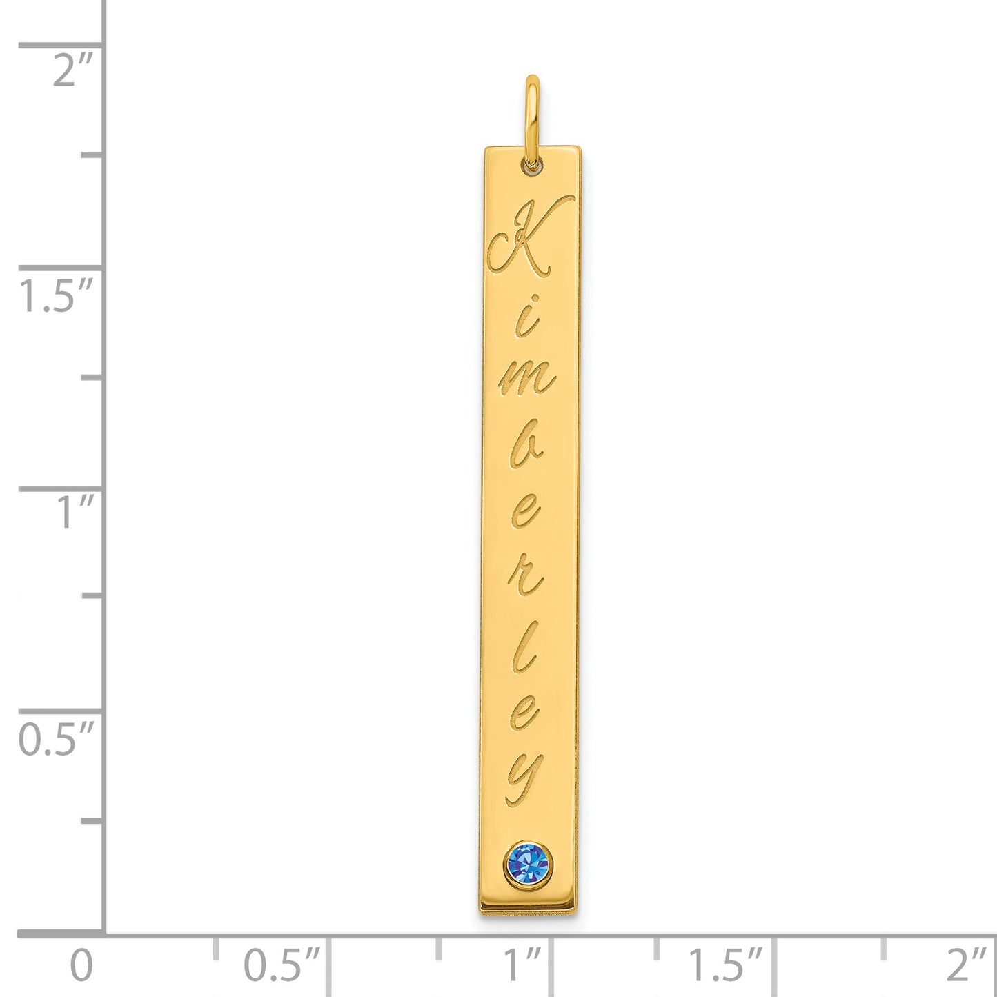 14K Yellow Gold Enameled w/14k Bezel Birthstone Vertical Bar Charm