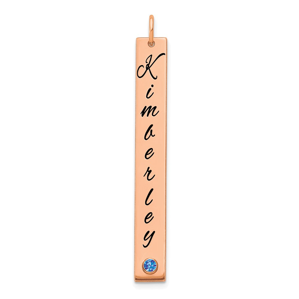 14K Rose Gold Enameled with 14k Bezel Birthstone Vertical Bar Charm