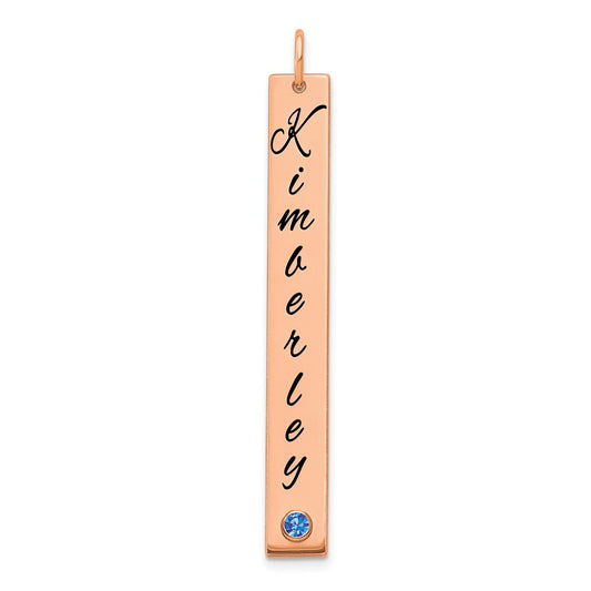 14K Rose Gold Enameled with 14k Bezel Birthstone Vertical Bar Charm