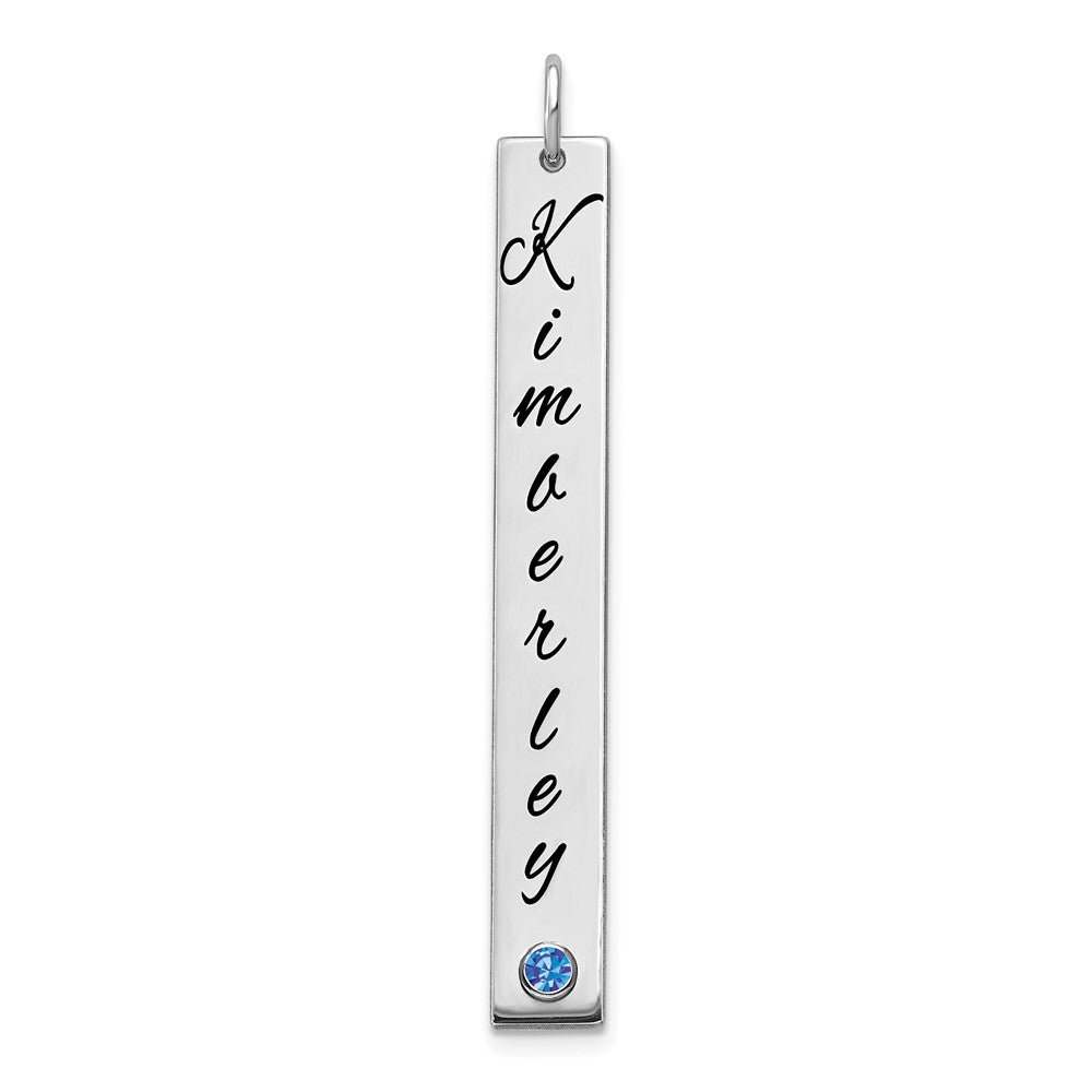 14K White Gold Enameled w/14k Bezel Birthstone Vertical Bar Charm