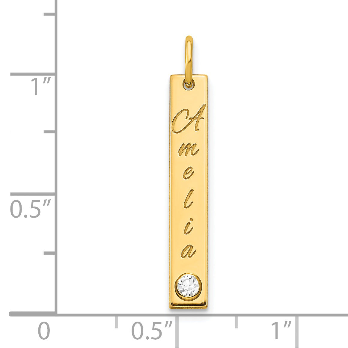 14K Yellow Gold Small Enameled w/14k Bezel Birthstone Vertical Bar Charm