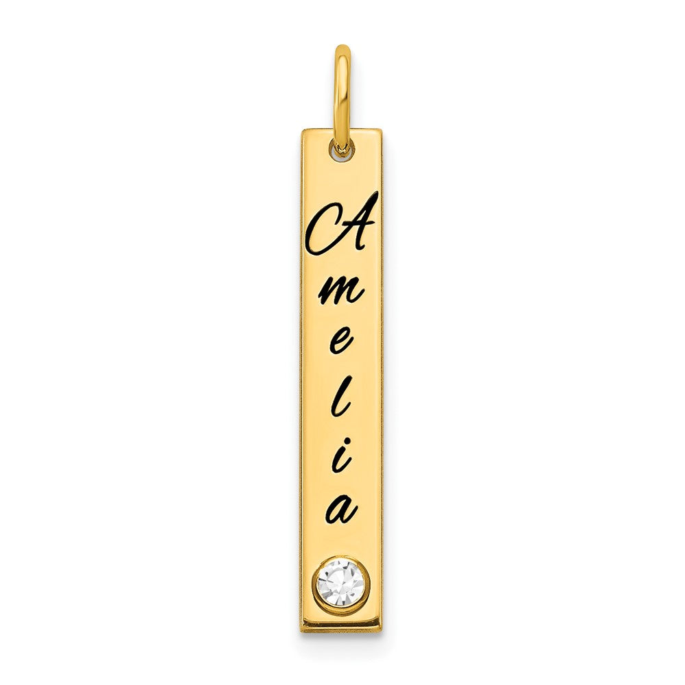 14K Yellow Gold Small Enameled w/14k Bezel Birthstone Vertical Bar Charm