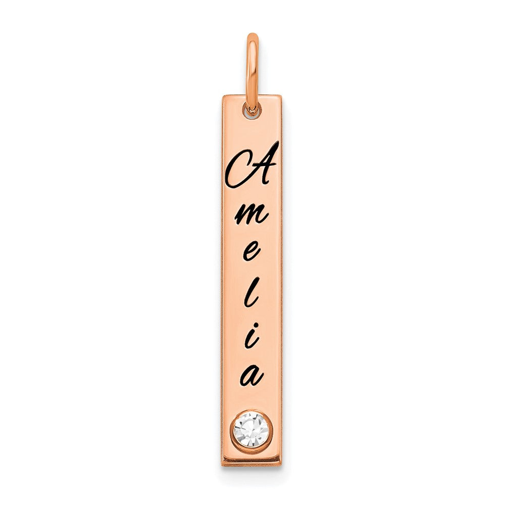 14K Rose Gold Small Enameled with 14k Bezel Birthstone Vertical Bar Charm
