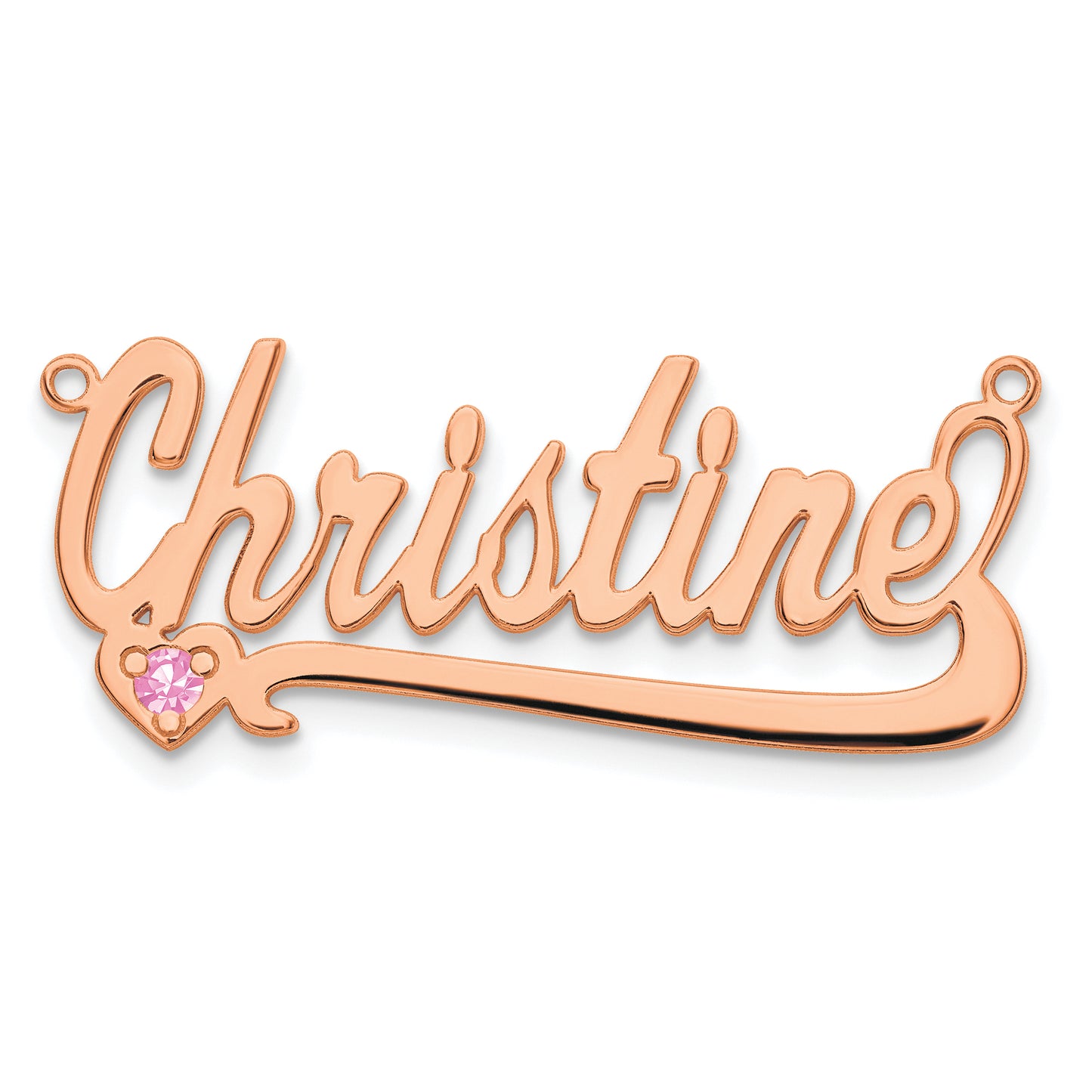 Sterling Silver Rose Gold plated Polished Birthstone with Heart Name Plate