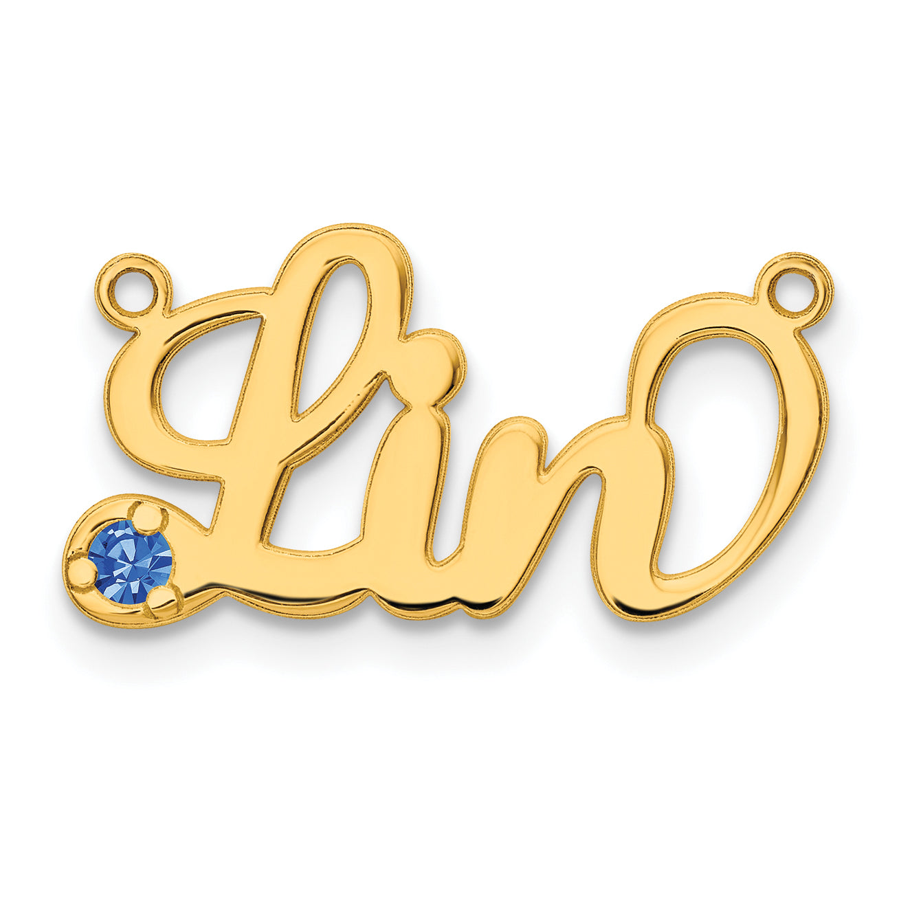 Sterling Silver Gold plated Polished Birthstone with Heart Name Plate