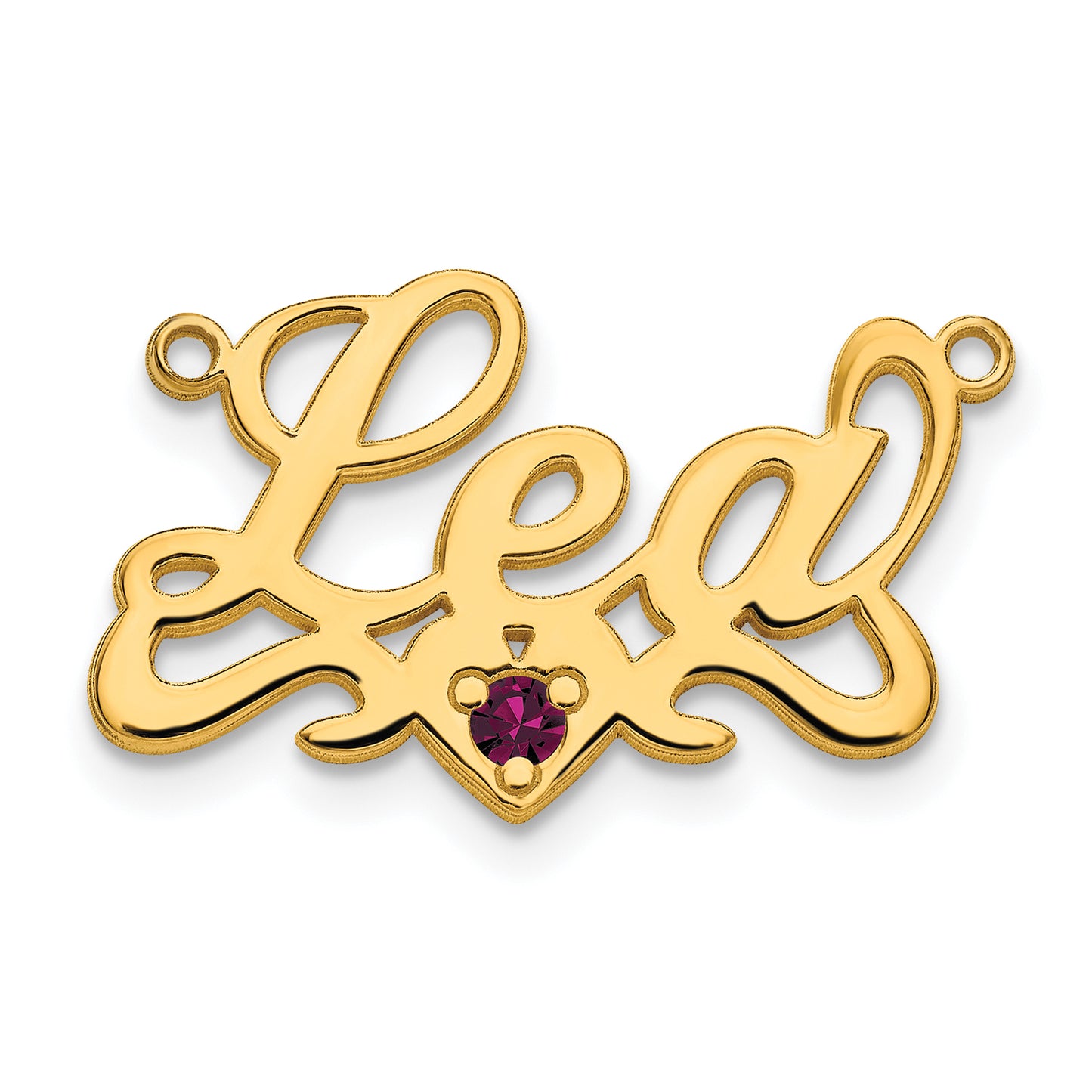 14K Yellow Gold Polished Birthstone with Heart Name Plate