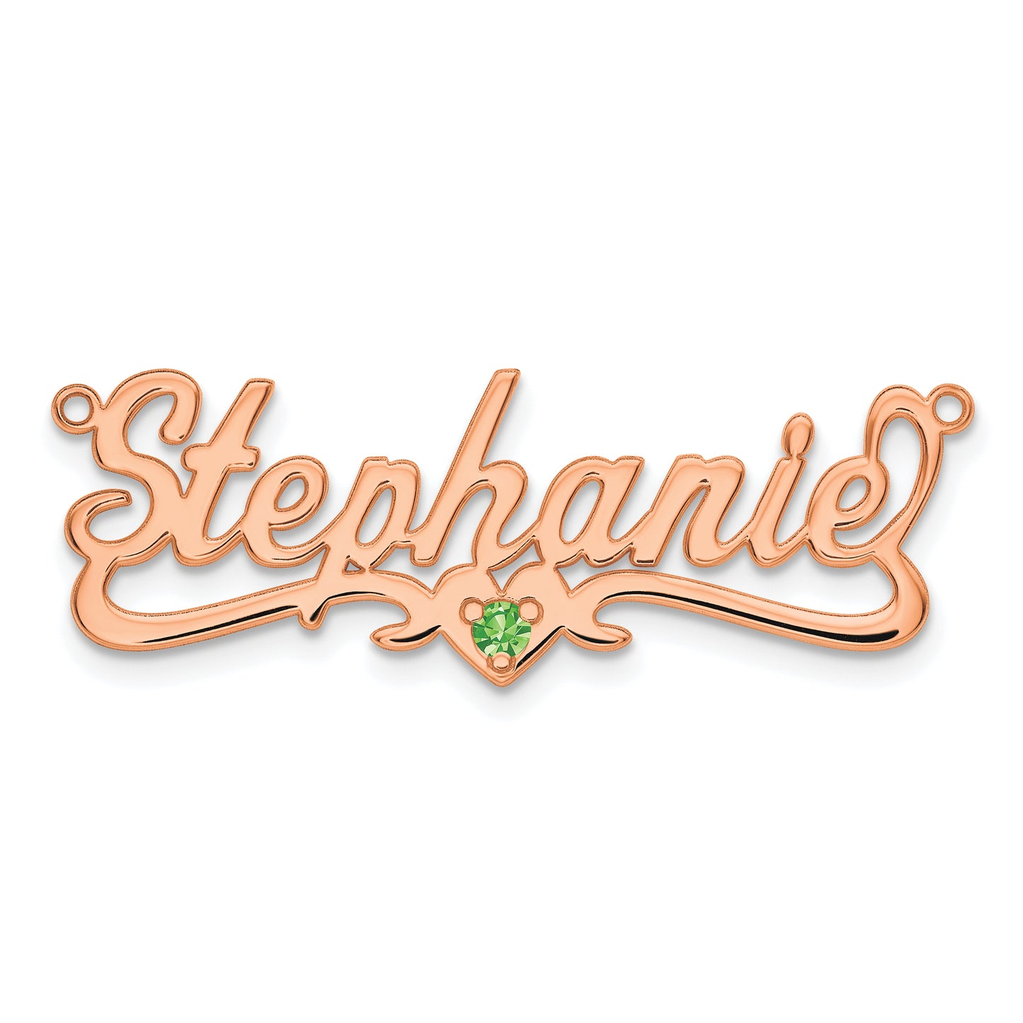 Sterling Silver Rose Gold plated Polished Birthstone with Heart Name Plate
