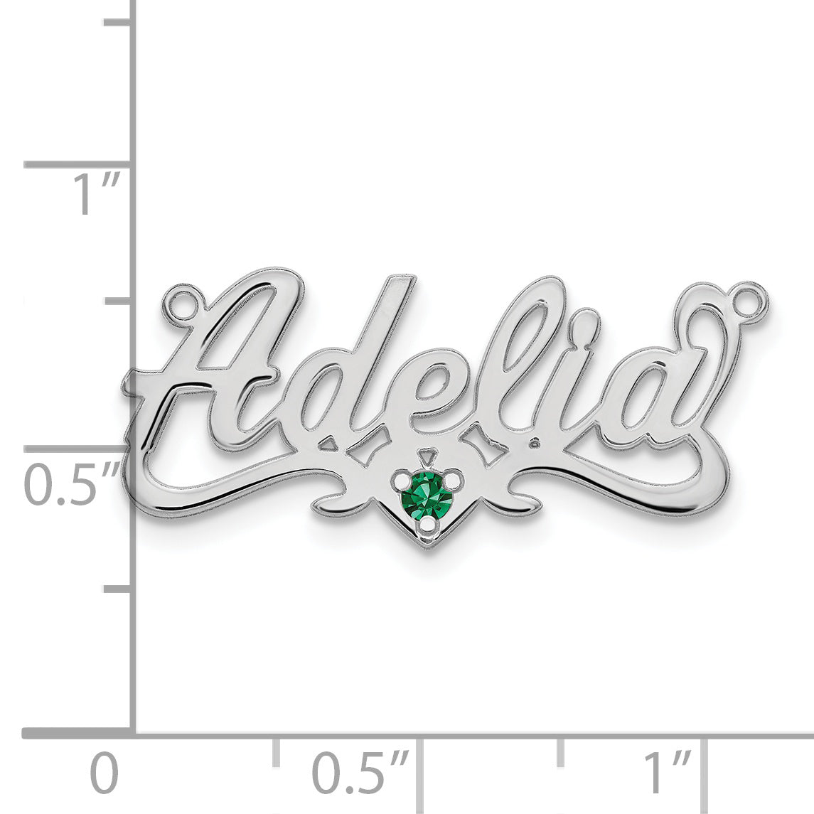 10K White Gold Polished Birthstone with Heart Name Plate