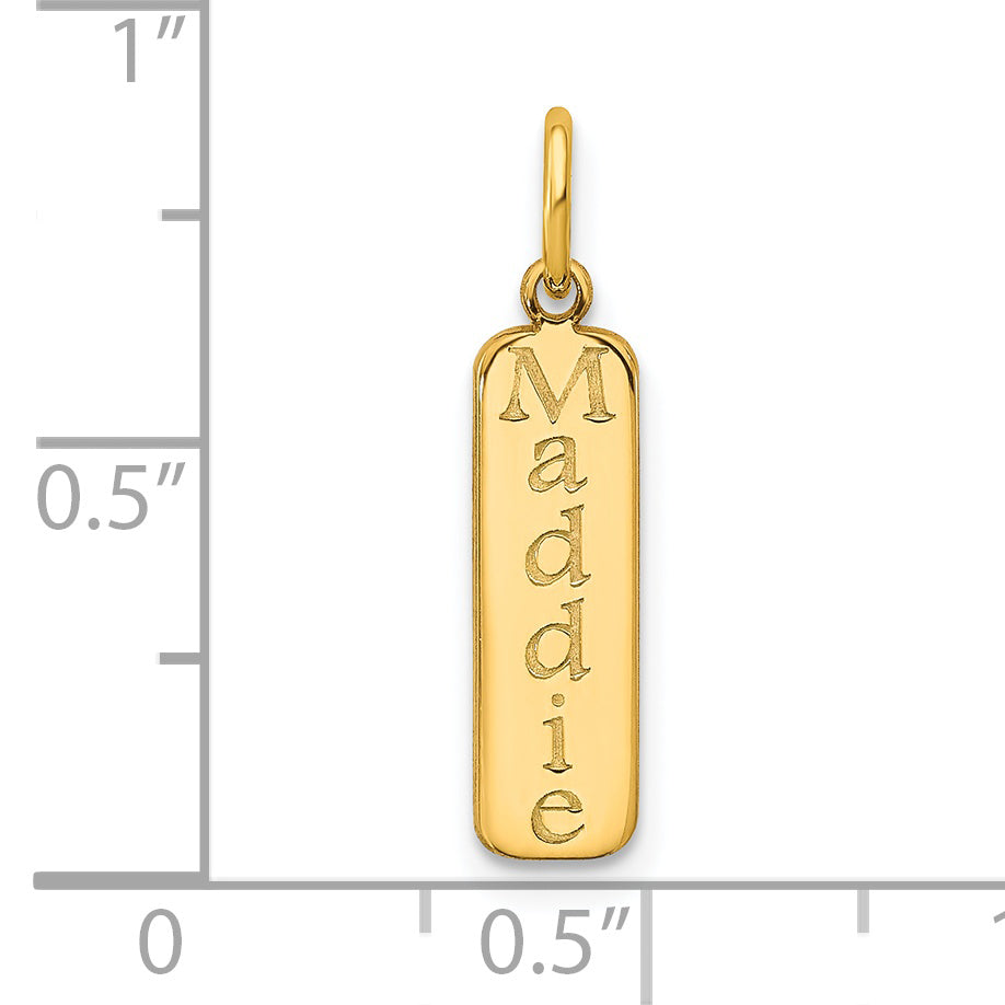 Sterling Silver Rhodium plated Vertical Block Font Name Bar Charm