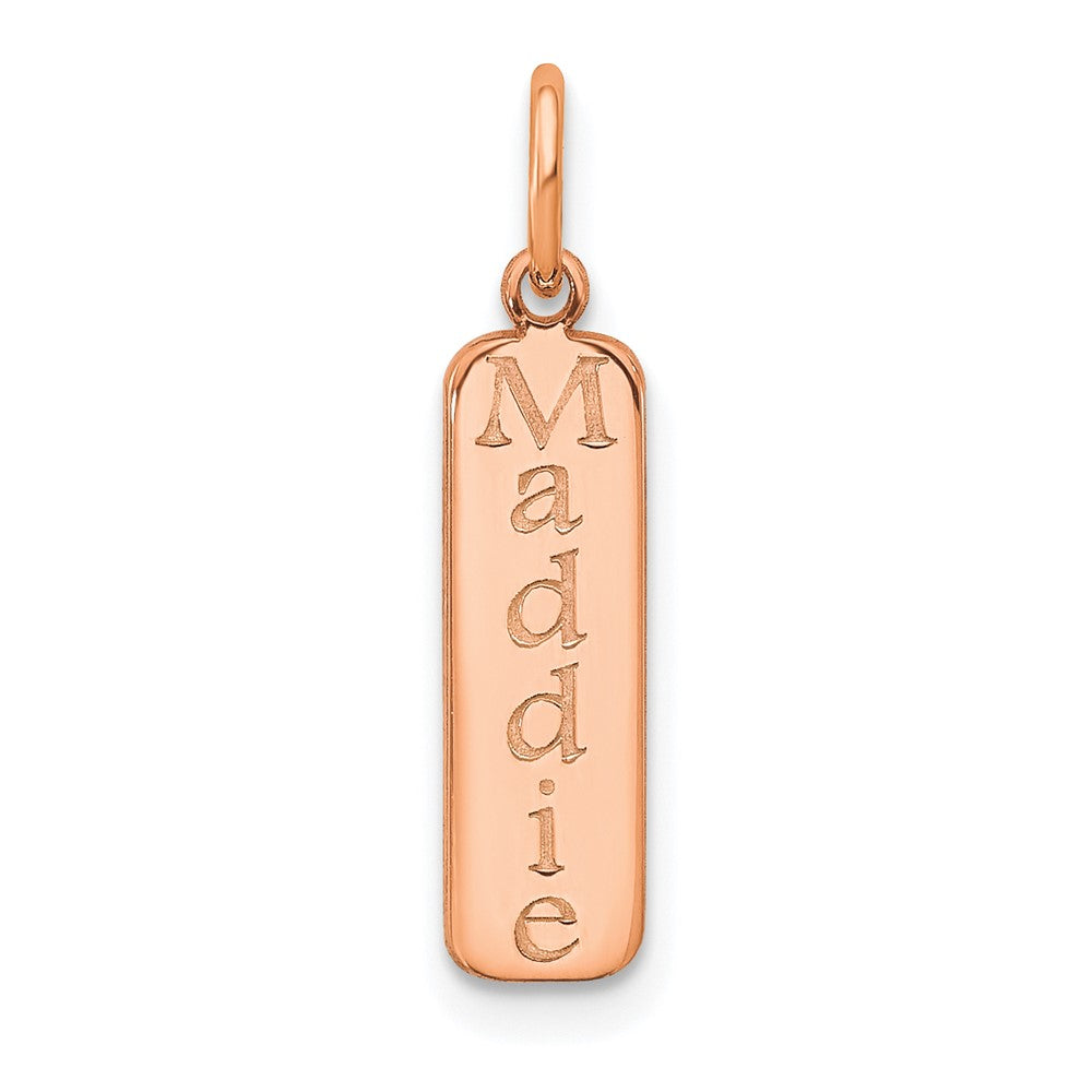 14K Rose Gold Vertical Block Font Name Bar Charm