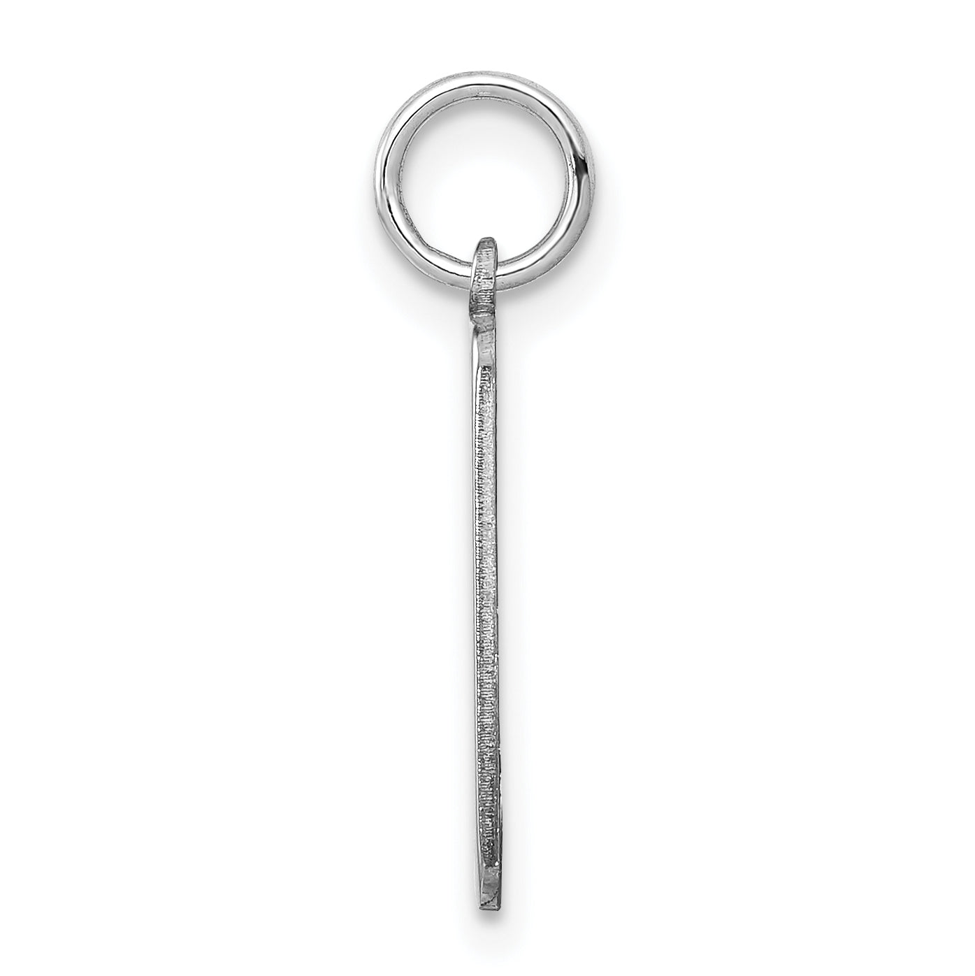 14K White Gold Vertical Block Font Name Bar Charm