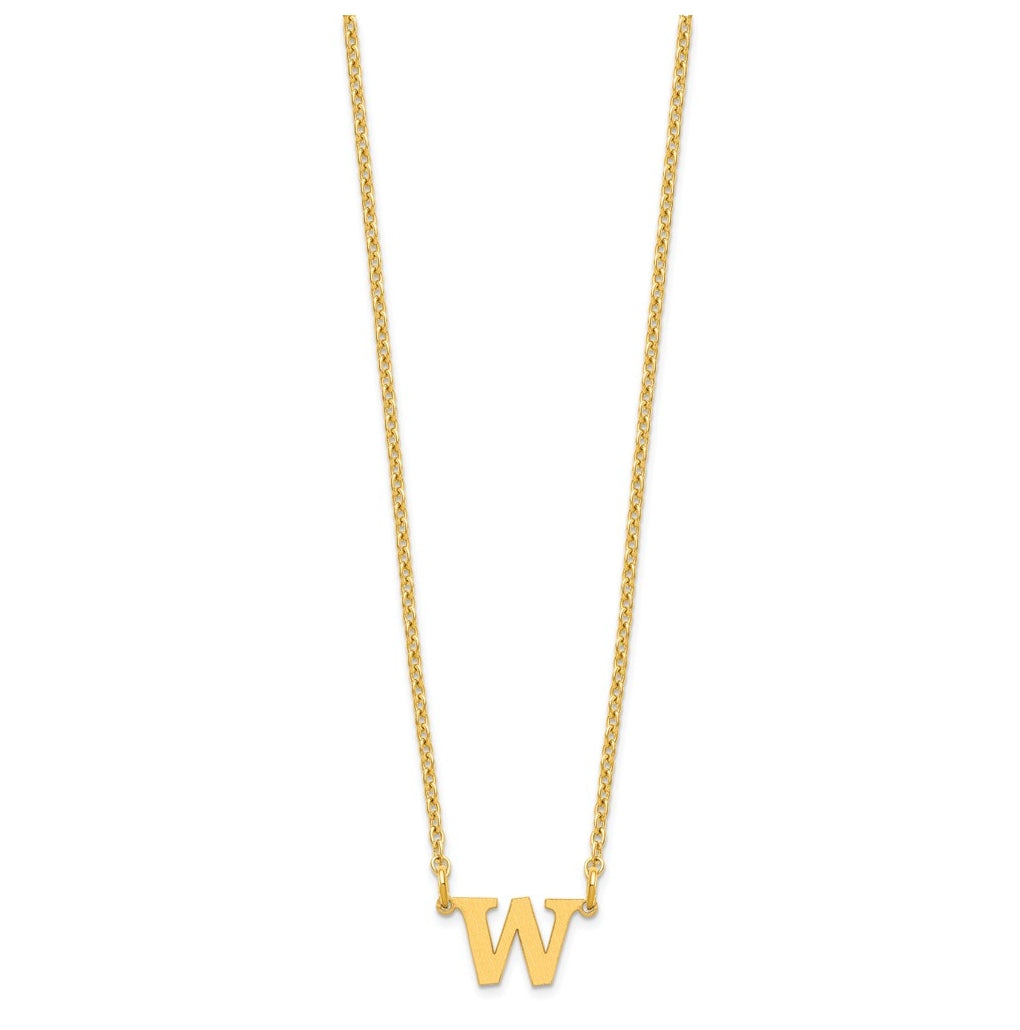 14K Yellow Or White Or Rose Gold Or Sterling Silver Gold Plated Satin Initial Necklace