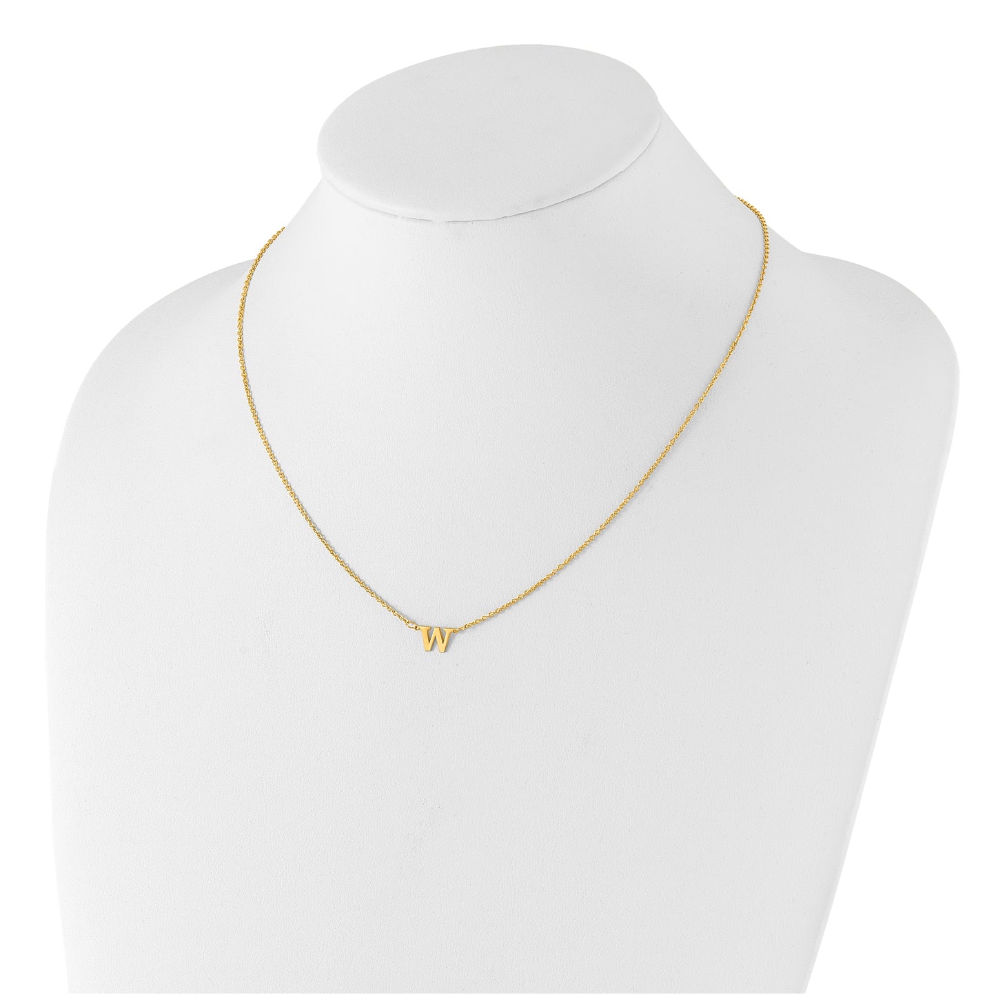 14K Yellow Or White Or Rose Gold Or Sterling Silver Gold Plated Satin Initial Necklace