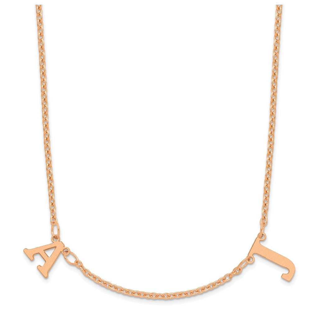 14K Yellow Or White Or Rose Gold Or Sterling Silver Gold Plated Satin Initial Necklace
