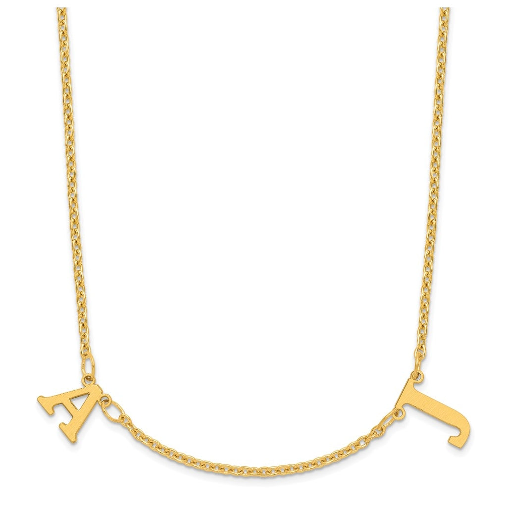 14K Yellow Or White Or Rose Gold Or Sterling Silver Gold Plated Satin Initial Necklace