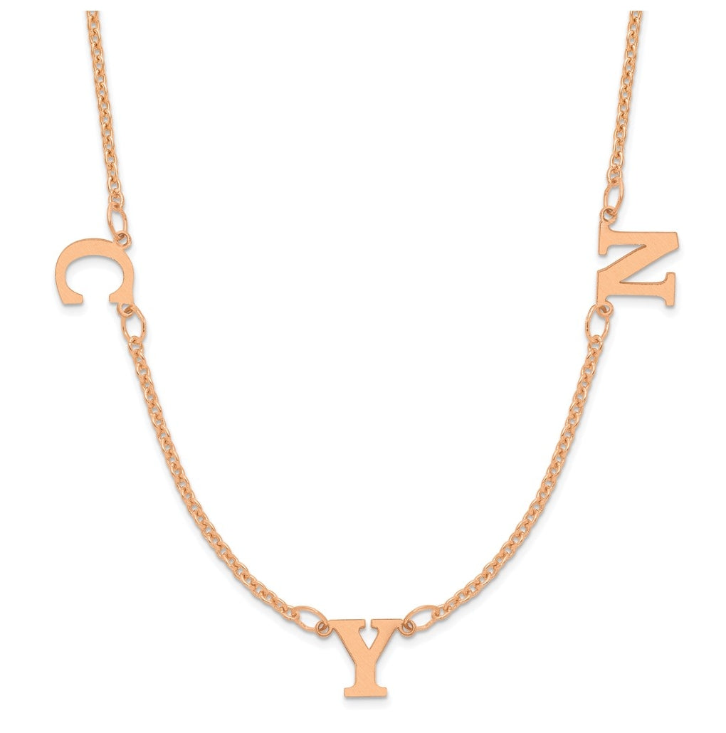 14K Yellow Or White Or Rose Gold Or Sterling Silver Gold Plated Satin Initial Necklace