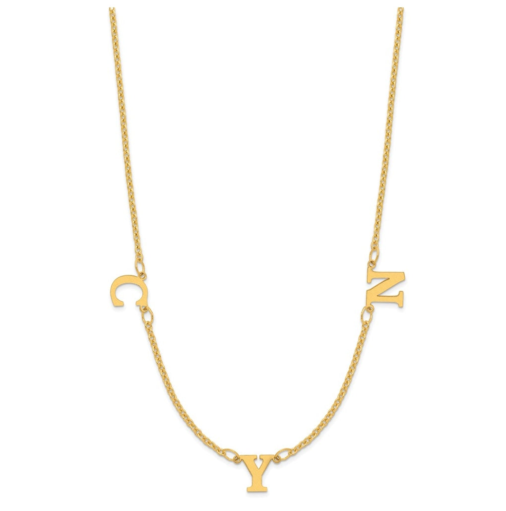 14K Yellow Or White Or Rose Gold Or Sterling Silver Gold Plated Satin Initial Necklace