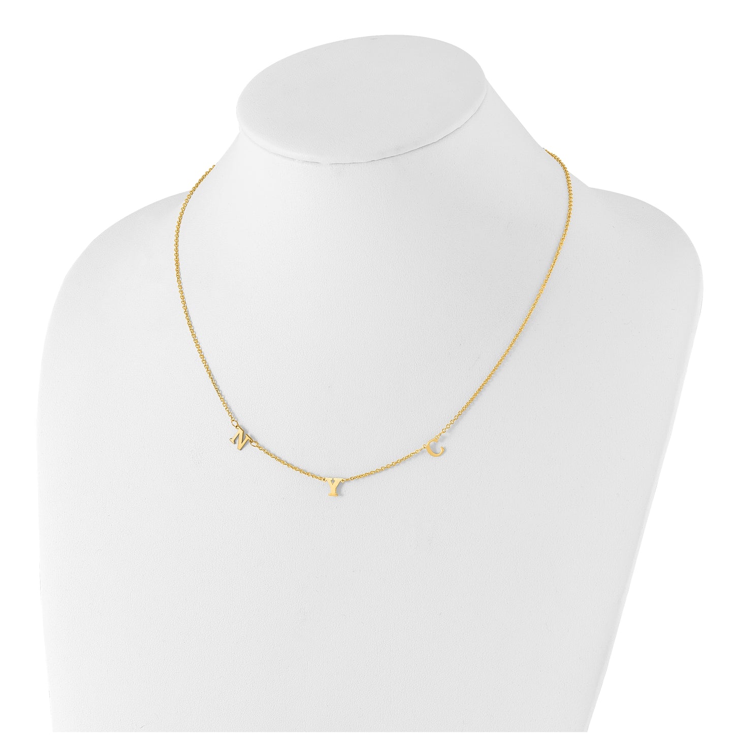 14K Yellow Or White Or Rose Gold Or Sterling Silver Gold Plated Satin Initial Necklace