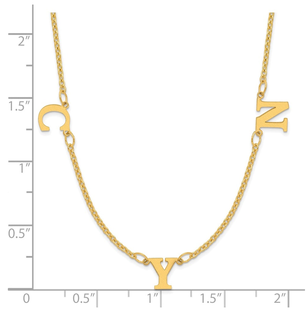 14K Yellow Or White Or Rose Gold Or Sterling Silver Gold Plated Satin Initial Necklace