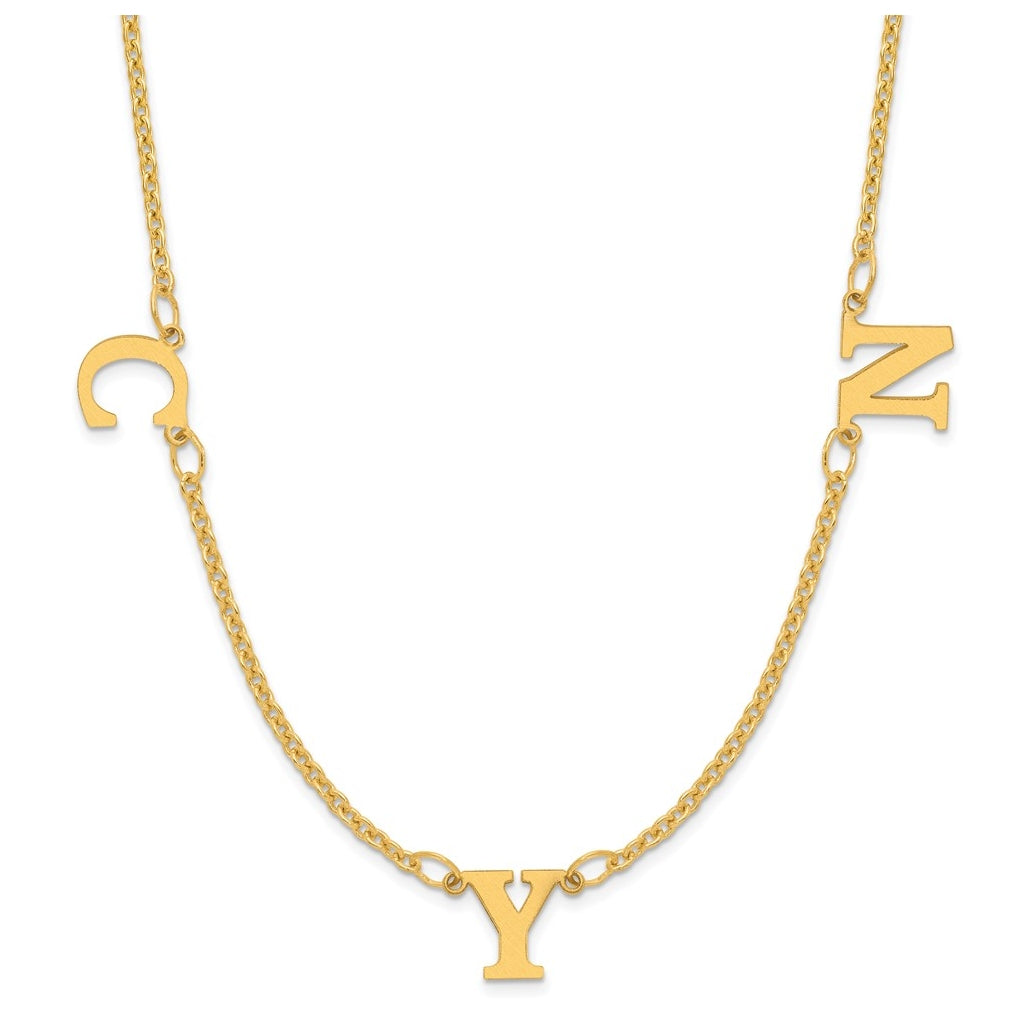 14K Yellow Or White Or Rose Gold Or Sterling Silver Gold Plated Satin Initial Necklace