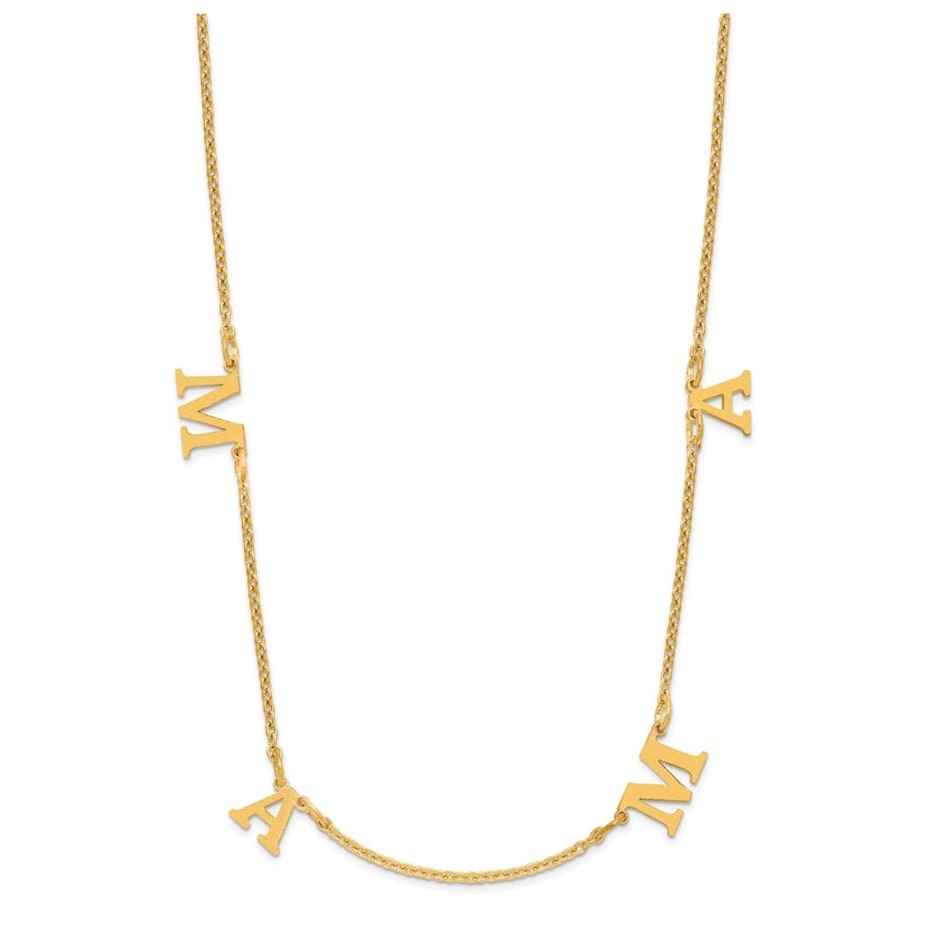 14K Yellow Or White Or Rose Gold Or Sterling Silver Gold Plated Satin Initial Necklace