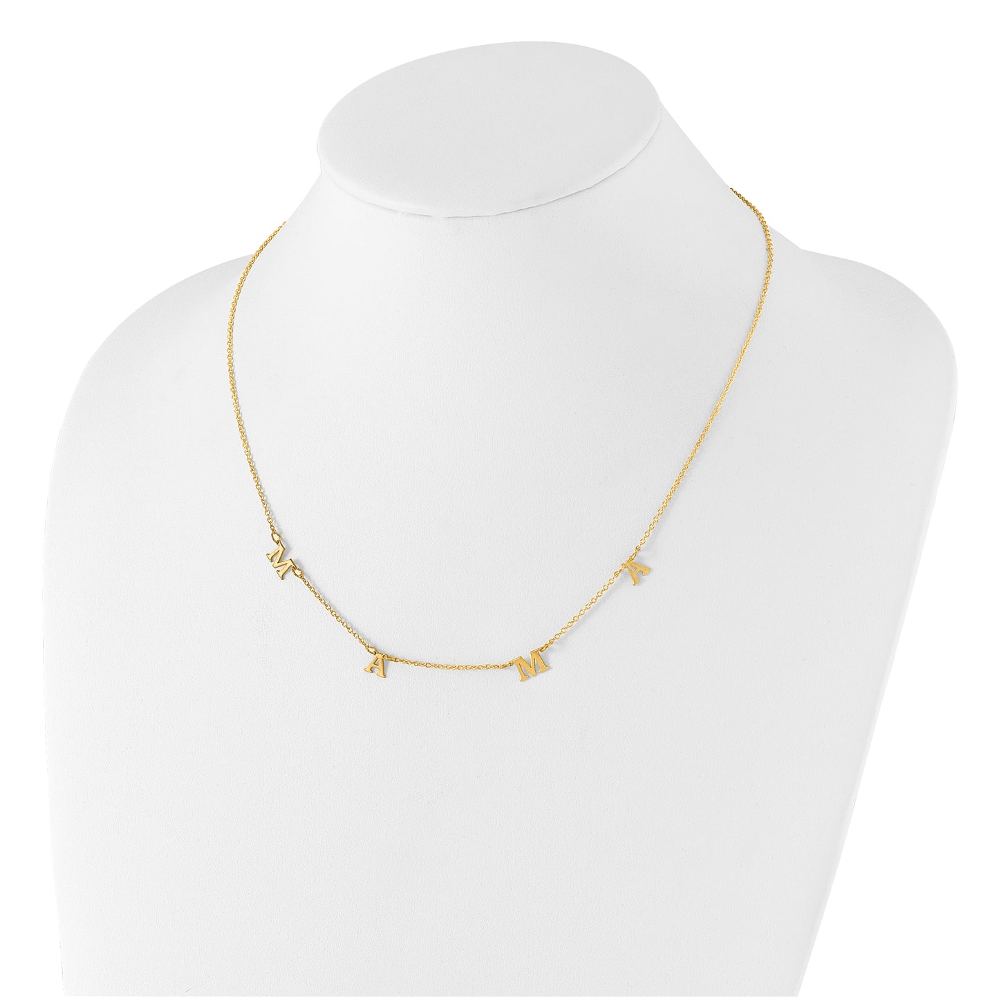 14K Yellow Or White Or Rose Gold Or Sterling Silver Gold Plated Satin Initial Necklace