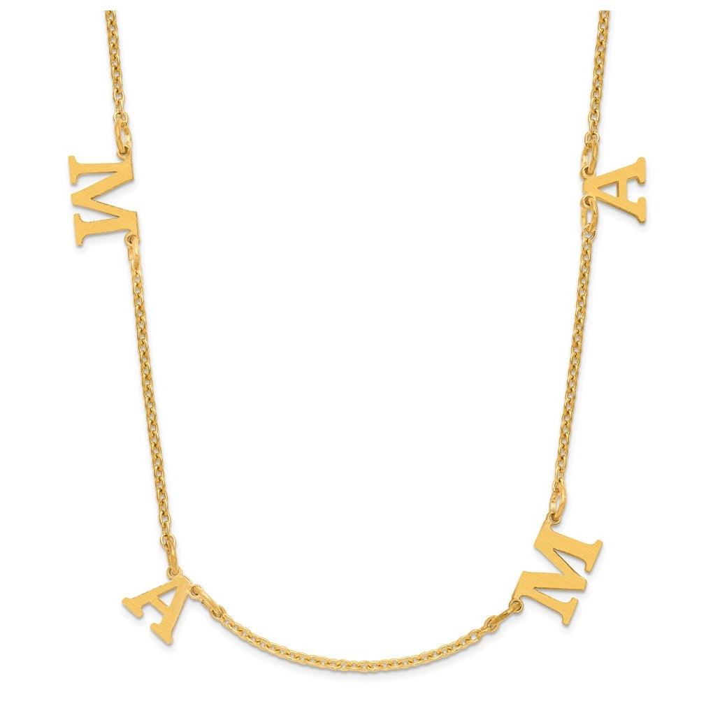 14K Yellow Or White Or Rose Gold Or Sterling Silver Gold Plated Satin Initial Necklace